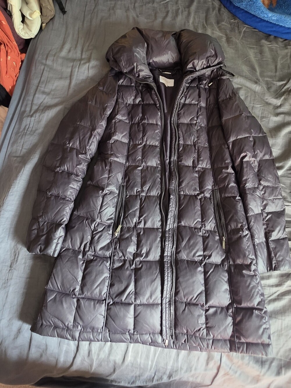 Laundry by Shelli Segal Puffer Coat Women’s M Charcoal Black Belted Funnel Neck